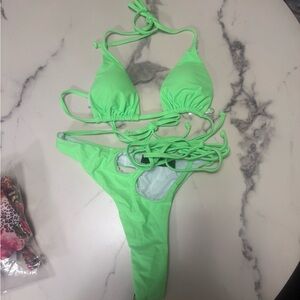 AKIRA Neon Green Bikini Set